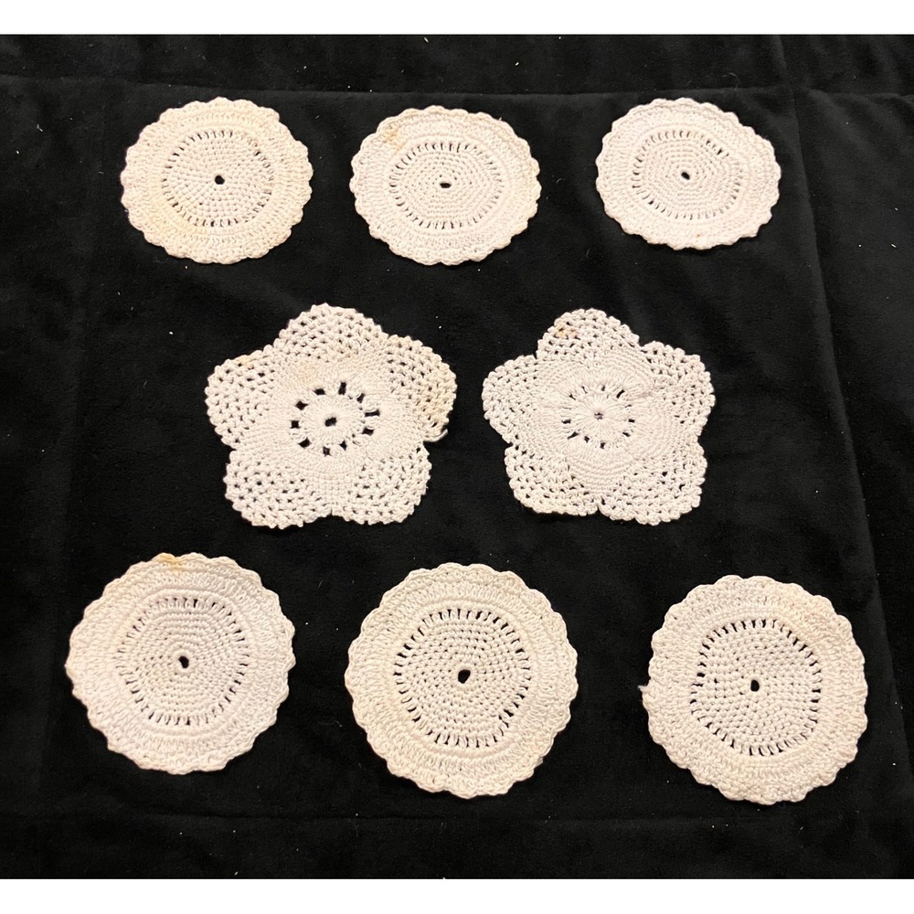 Handmade Crochet Doilies White Set of 8 Handmade Vintage Style